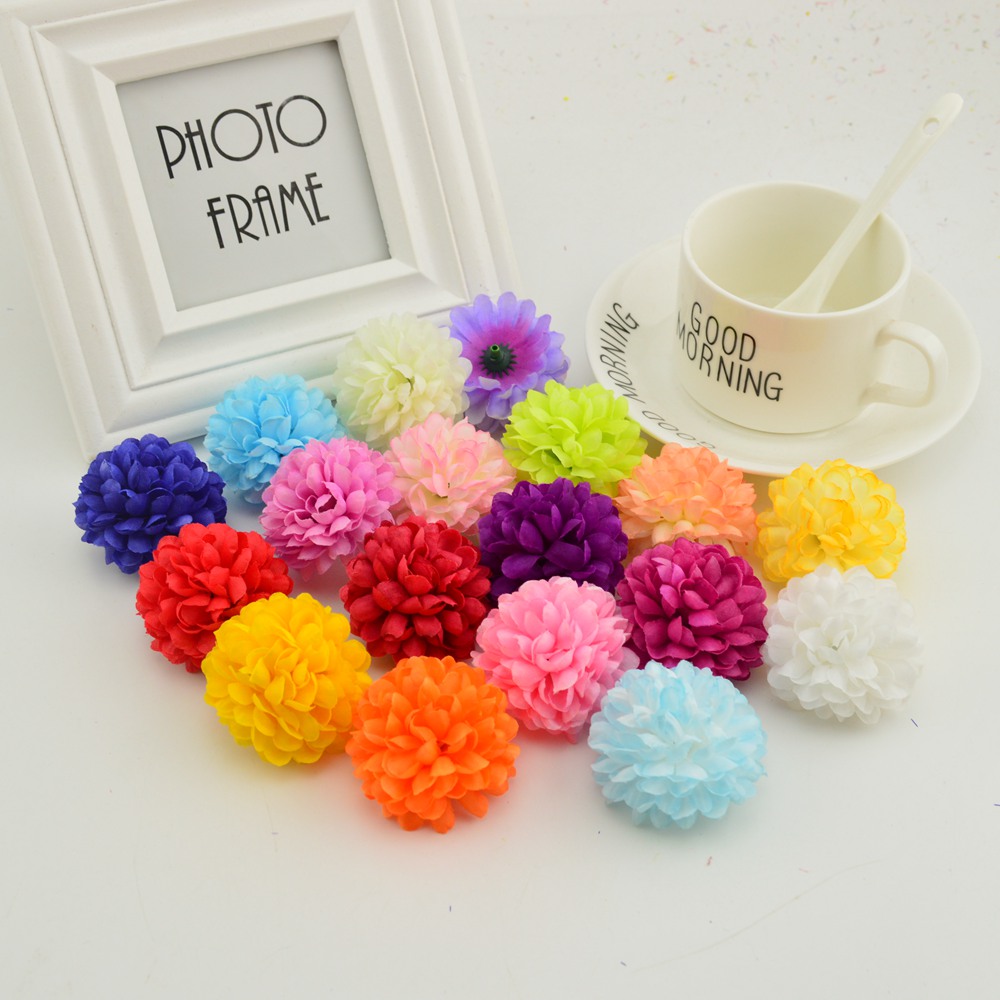 200PCS 5 ซม.ดอกเบญจมาศผ้าไหมปร - Christmas Wreath Fake บทวิจารณ์และราคา