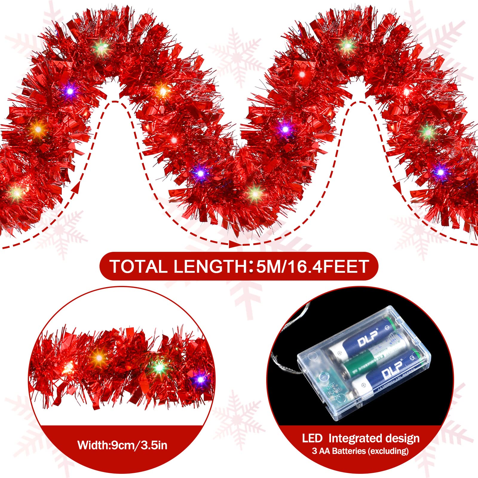 1/3pcs 5M คริสต์มาส Tinsel Gar - Tinsel Garland Decoration บทวิจารณ์และราคา