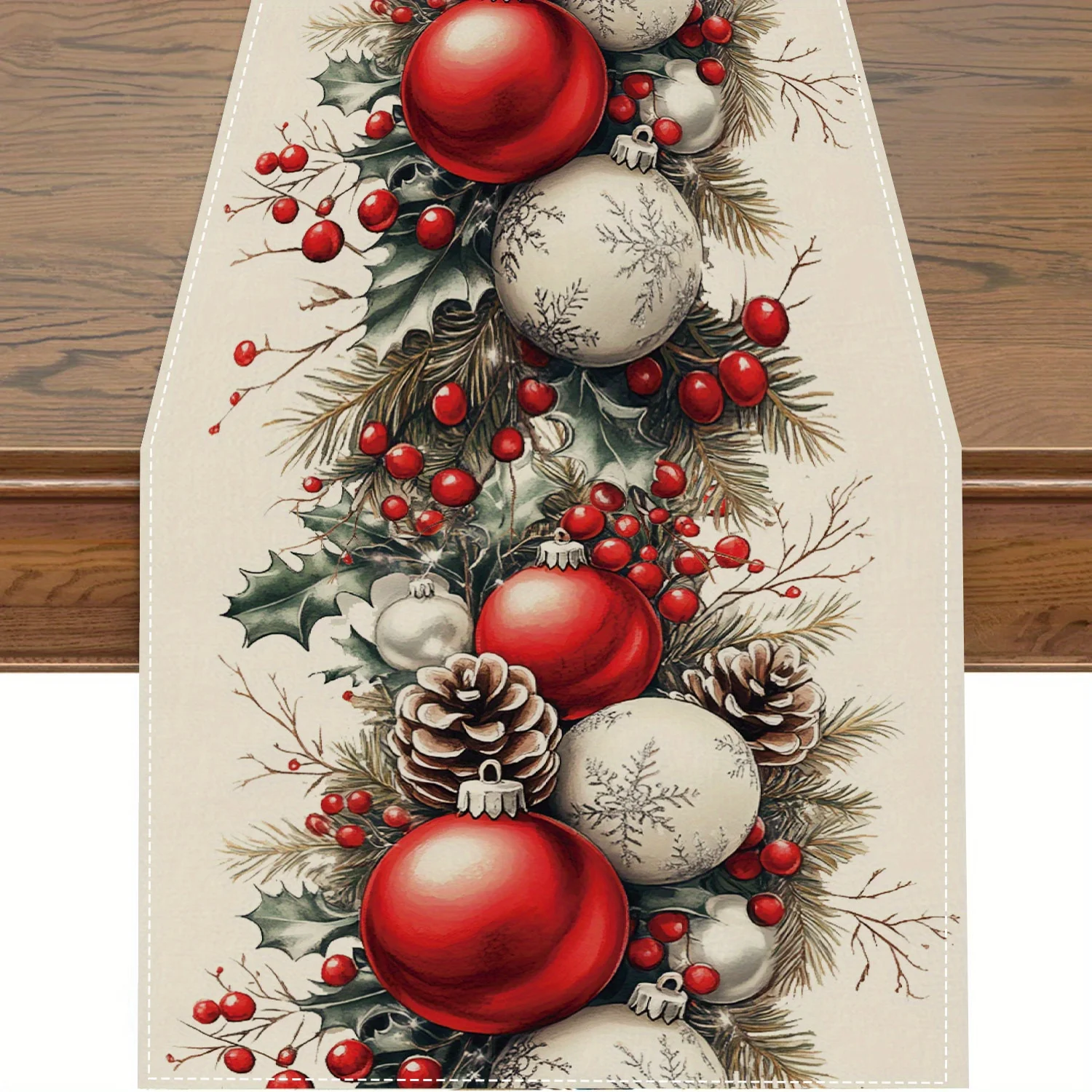 ลูกบอลคริสต์มาส Pine Cone Red  - Christmas Table Runner บทวิจารณ์และราคา