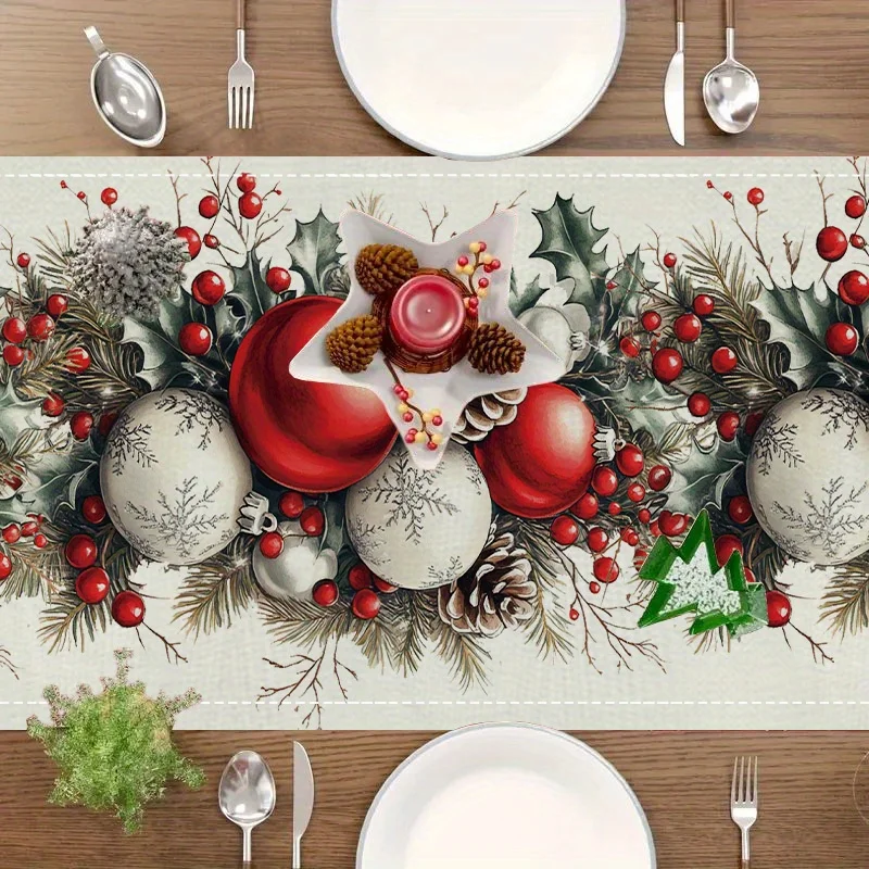 ลูกบอลคริสต์มาส Pine Cone Red  - Christmas Table Runner บทวิจารณ์และราคา